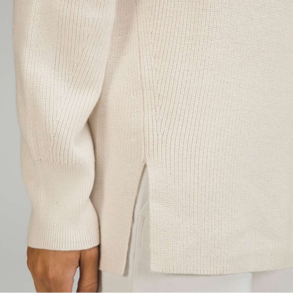 Lululemon Merino Wool-Blend Ribbed Crewneck Sweater - White Opal - Picture 2 of 8